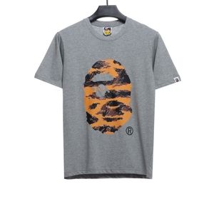 BAPE Man Head mountain print short sleeve grey